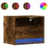 Mesitas de noche de pared con luces LED 2 uds roble