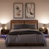 Mesitas de noche de pared con luces LED 2 uds roble