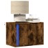 Mesitas de noche de pared con luces LED 2 uds roble