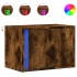 Mesitas de noche de pared con luces LED 2 uds roble