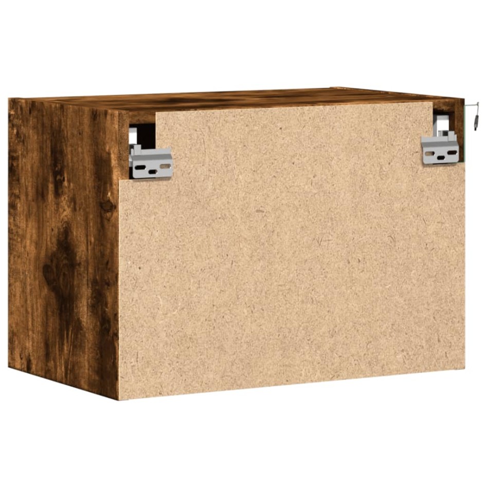 Mesitas de noche de pared con luces LED 2 uds roble