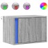 Mesitas de noche de pared con luces LED 2 unidades gris
