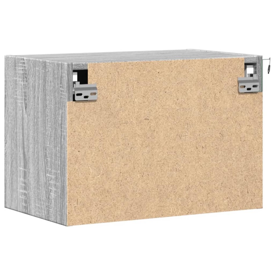 Mesitas de noche de pared con luces LED 2 unidades gris