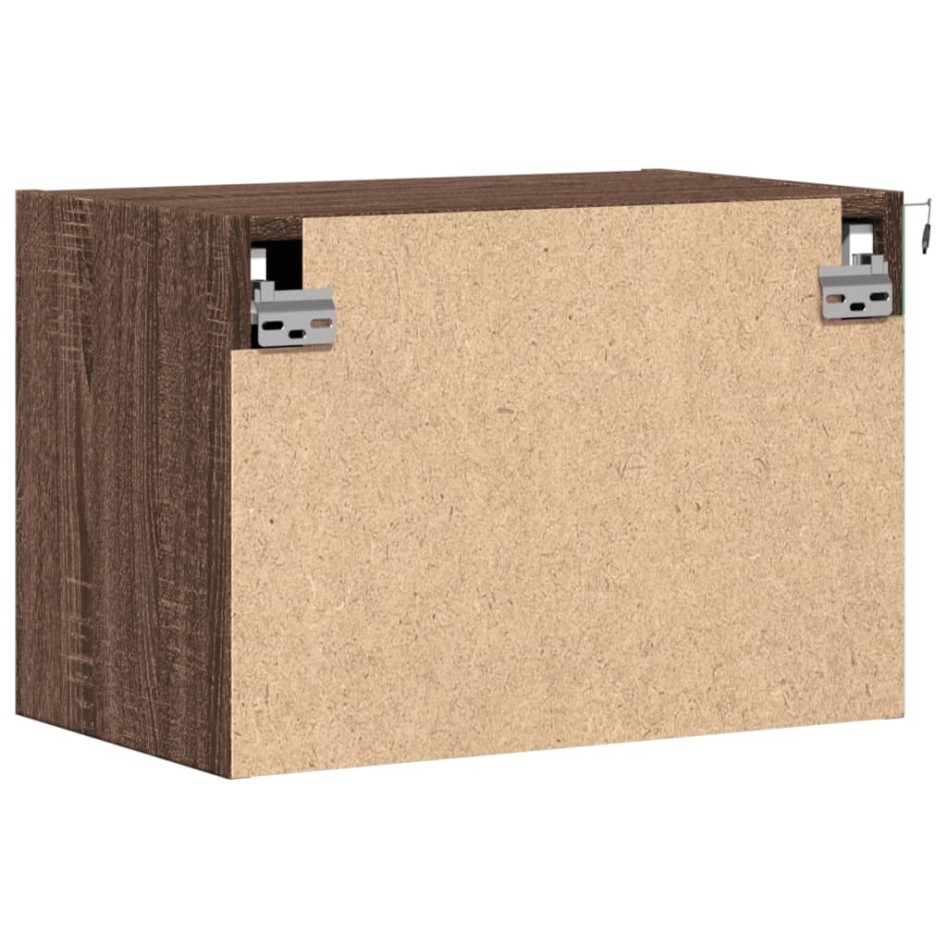 Mesitas de noche de pared con luces LED 2 unidades roble