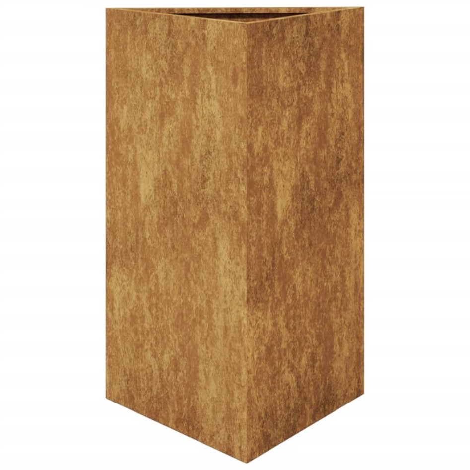 Jardinera triangular de acero oxidado 50x43x75