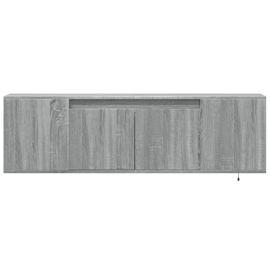 Mueble de TV de pared con luces LED gris Sonoma 135x31x39,5