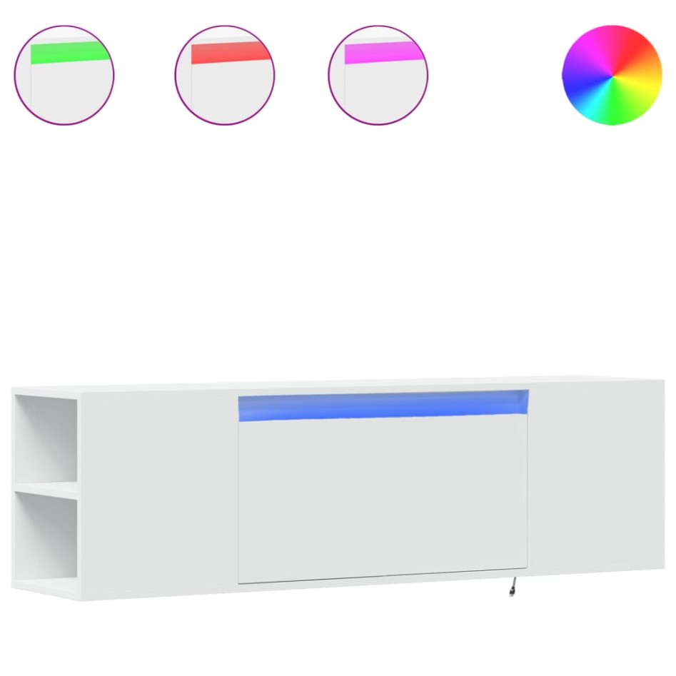 Mueble de TV de pared con luces LED blanco 135x31x39,5