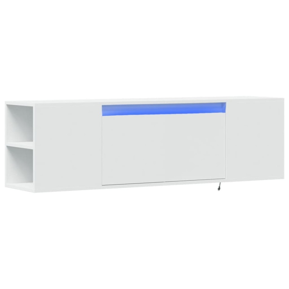 Mueble de TV de pared con luces LED blanco 135x31x39,5