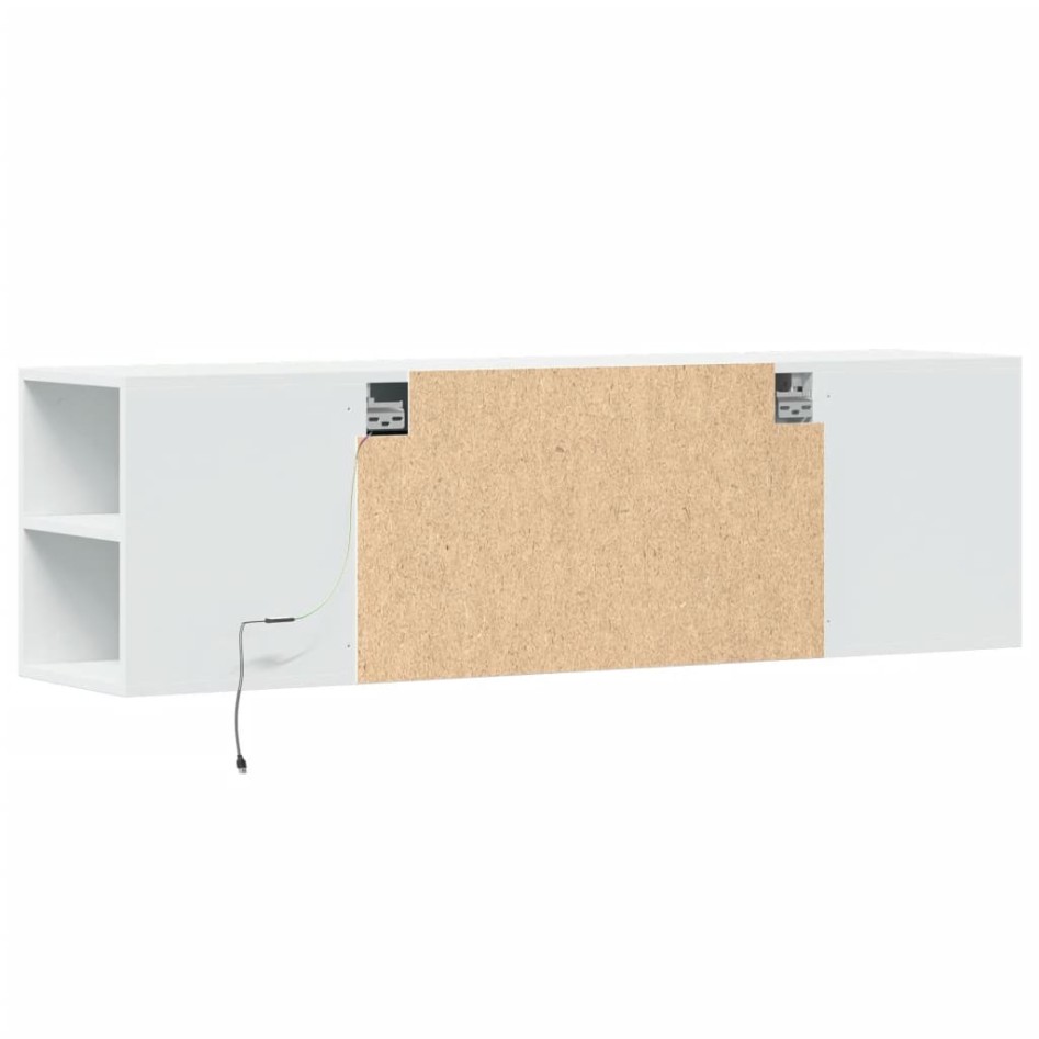 Mueble de TV de pared con luces LED blanco 135x31x39,5