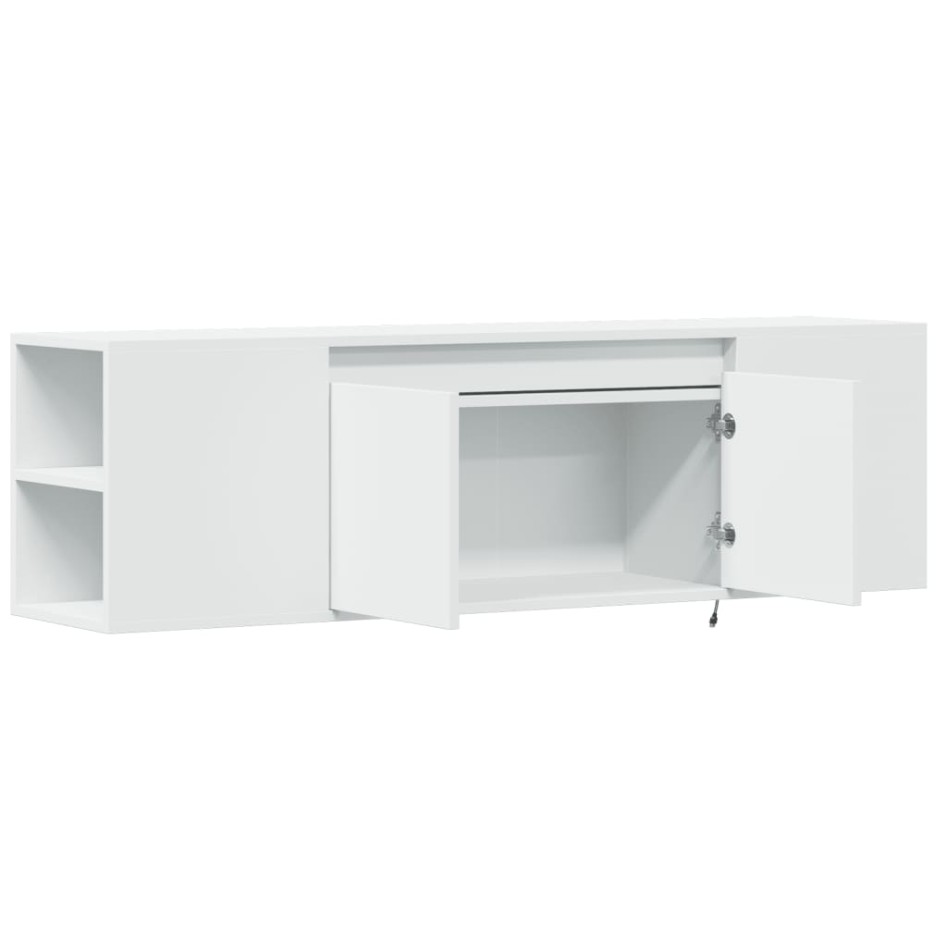 Mueble de TV de pared con luces LED blanco 135x31x39,5