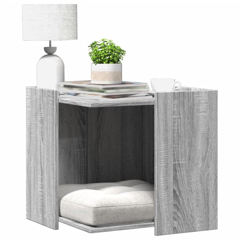 Mueble arenero para gatos madera gris Sonoma 53x53x51