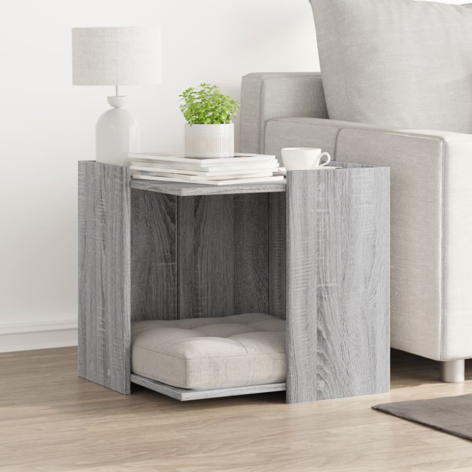 Mueble arenero para gatos madera gris Sonoma 53x53x51