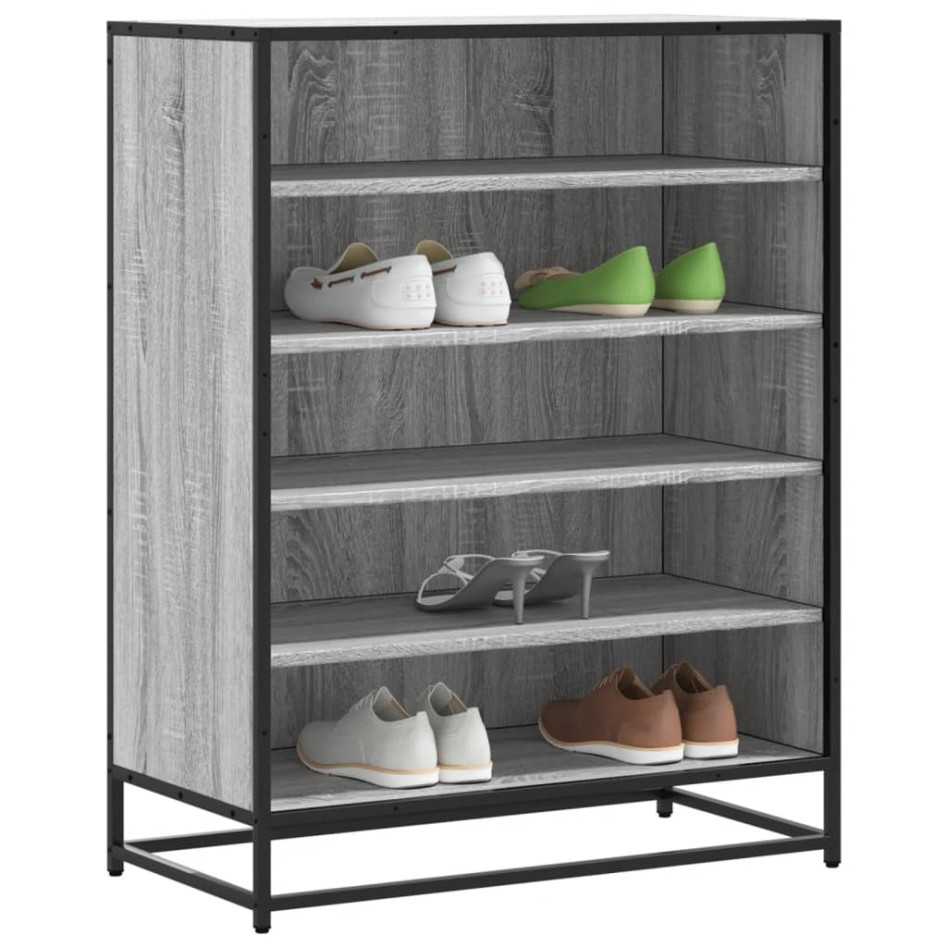 Zapatero madera de ingeniería y metal gris Sonoma 75x38x97,5