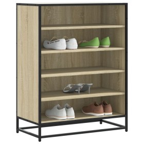Zapatero de madera y metal roble Sonoma 75x38x97,5