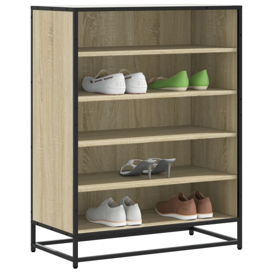 Zapatero de madera y metal roble Sonoma 75x38x97,5