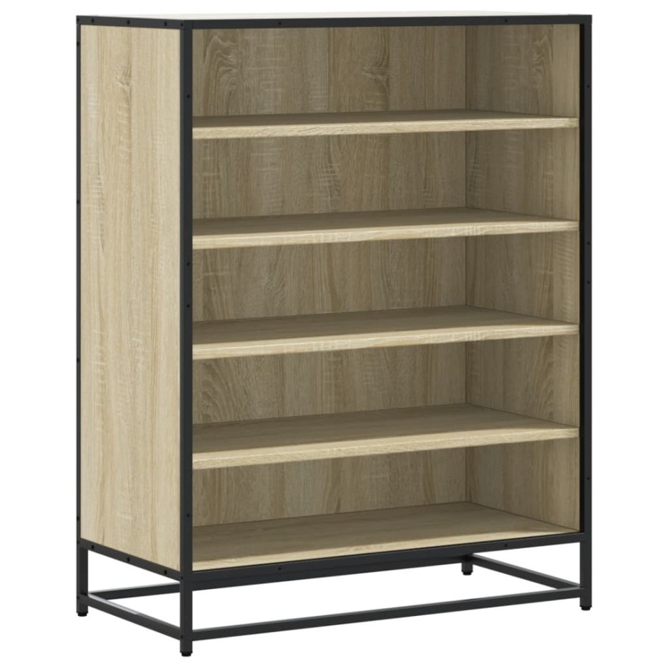 Zapatero de madera y metal roble Sonoma 75x38x97,5