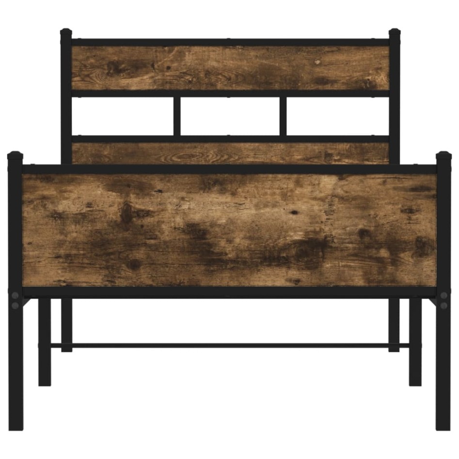 Estructura de cama sin colchón madera roble ahumado 90x200