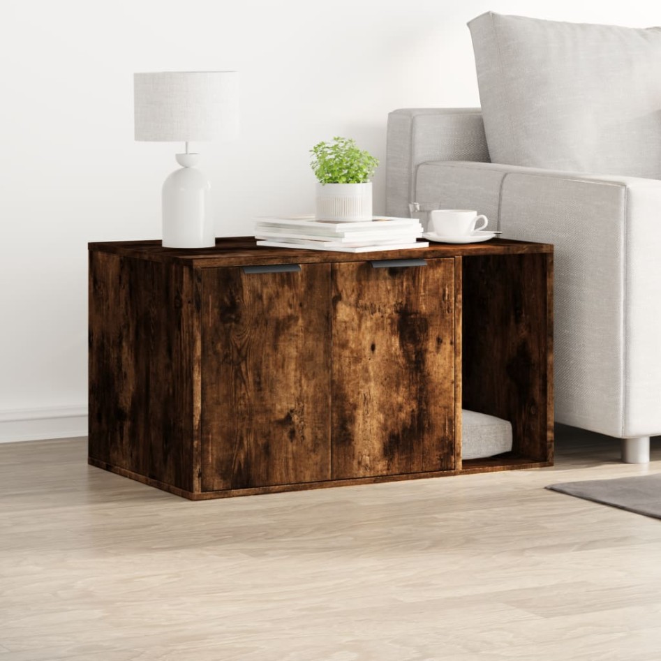 Mueble arenero para gatos madera roble ahumado 80x50x45