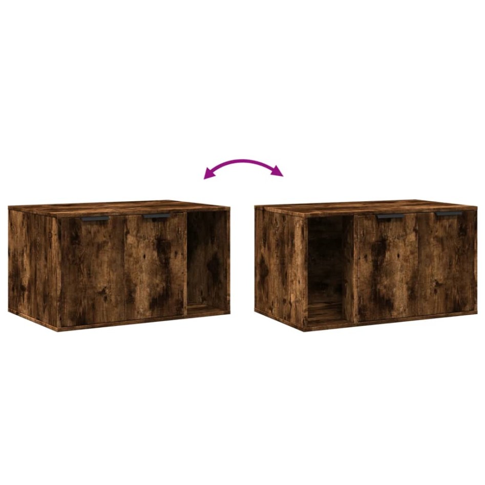 Mueble arenero para gatos madera roble ahumado 80x50x45