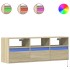 Mueble de TV de pared con luces LED roble Sonoma 130x31x45