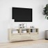 Mueble de TV de pared con luces LED roble Sonoma 130x31x45