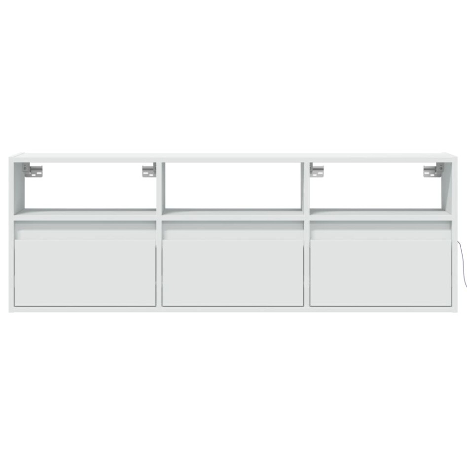 Mueble de TV de pared con luces LED blanco 130x31x45