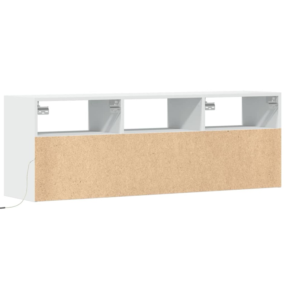 Mueble de TV de pared con luces LED blanco 130x31x45