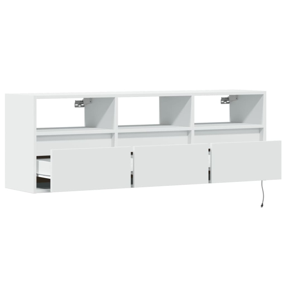 Mueble de TV de pared con luces LED blanco 130x31x45