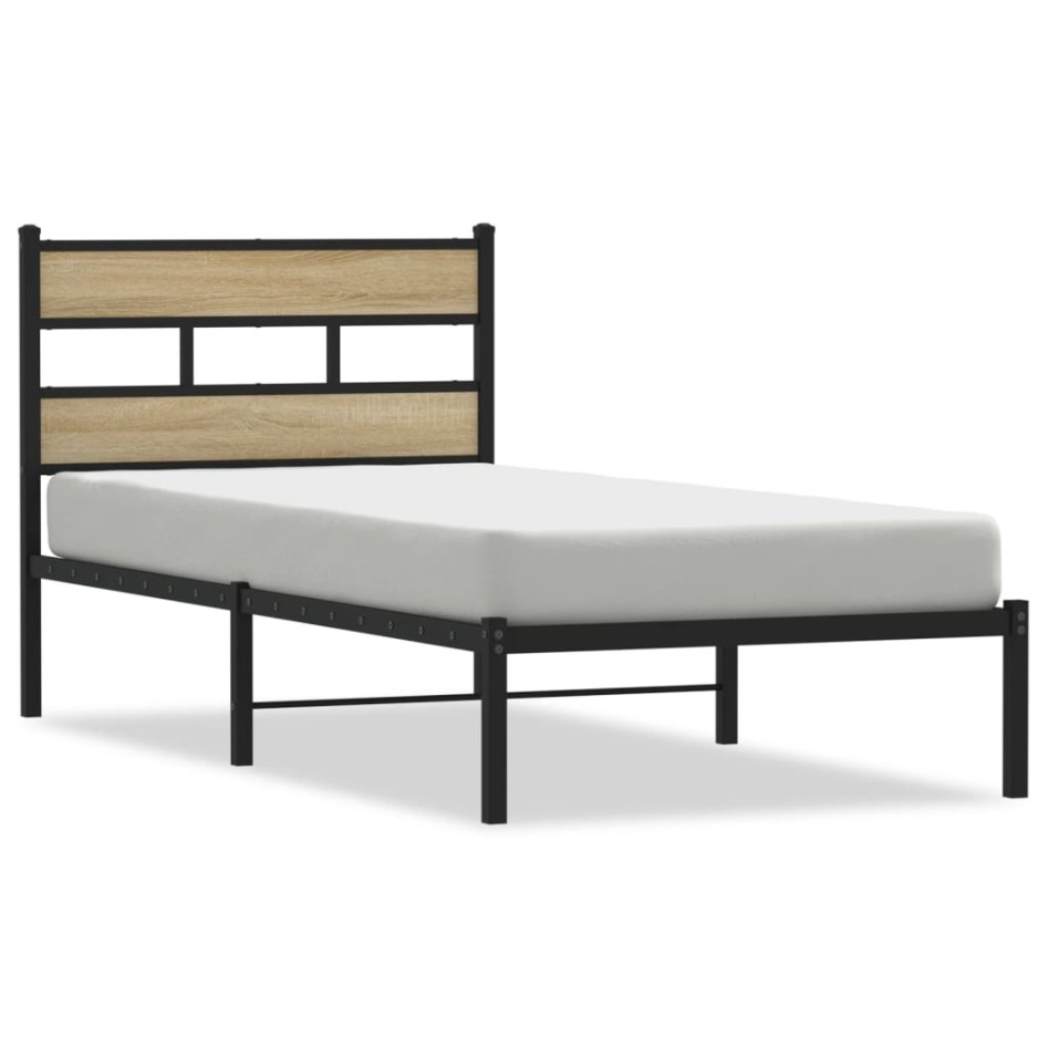 Estructura de cama sin colchón metal roble Sonoma 90x190