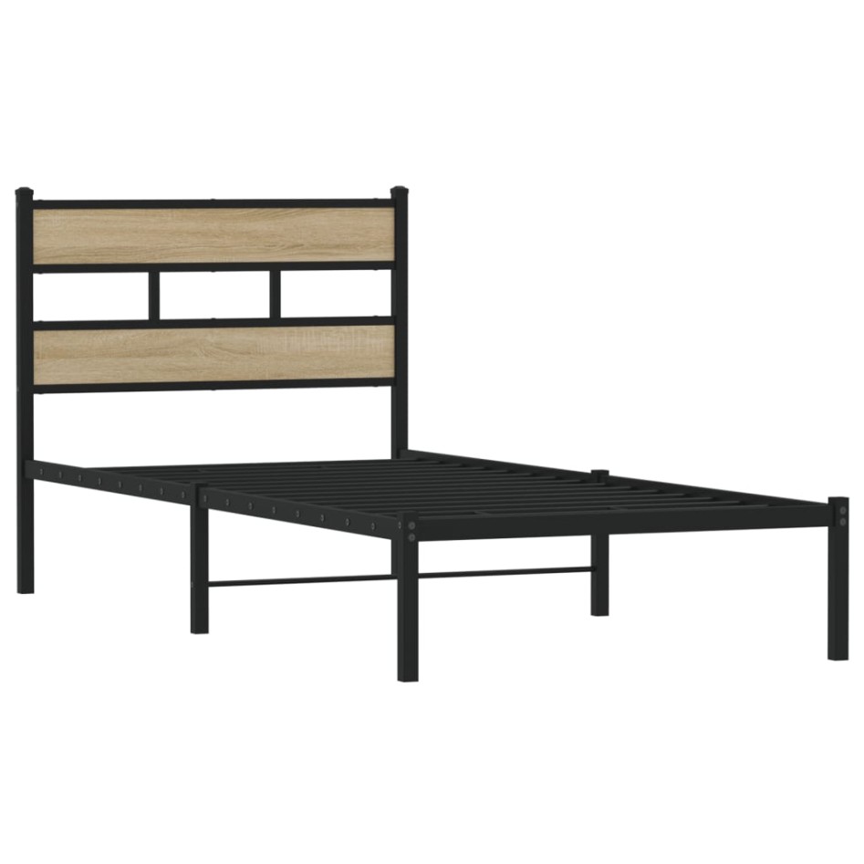 Estructura de cama sin colchón metal roble Sonoma 90x190