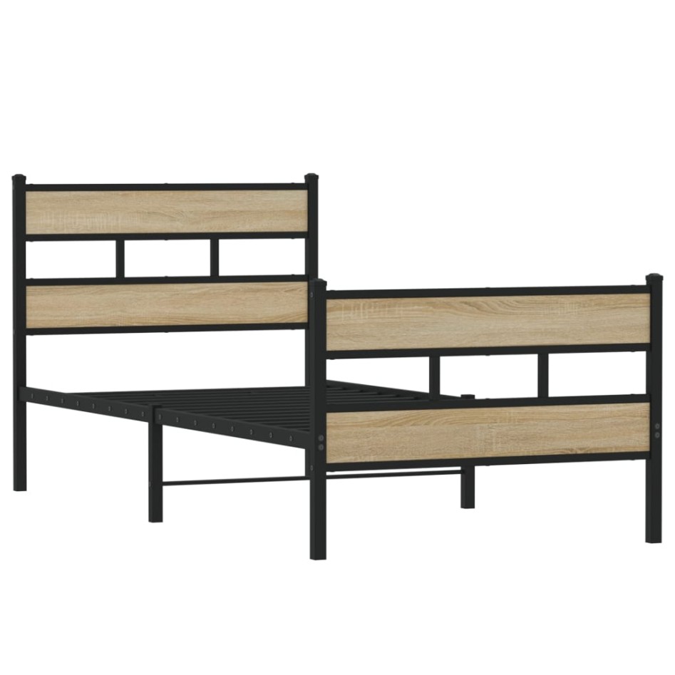 Estructura de cama sin colchón metal roble Sonoma 90x200