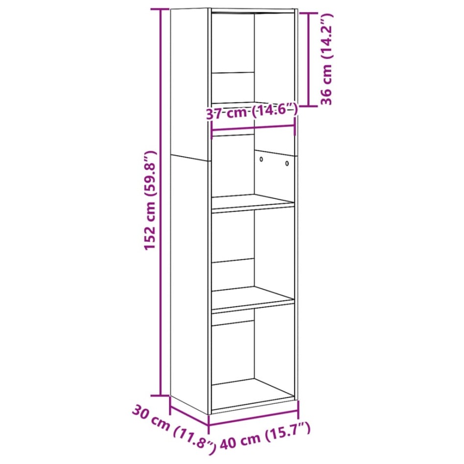 Estantería de madera de ingeniería roble Sonoma 40x30x152