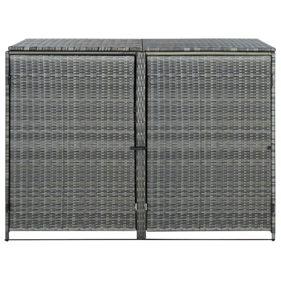 Cobertizo doble para contenedor ratán PE gris 148x77x111