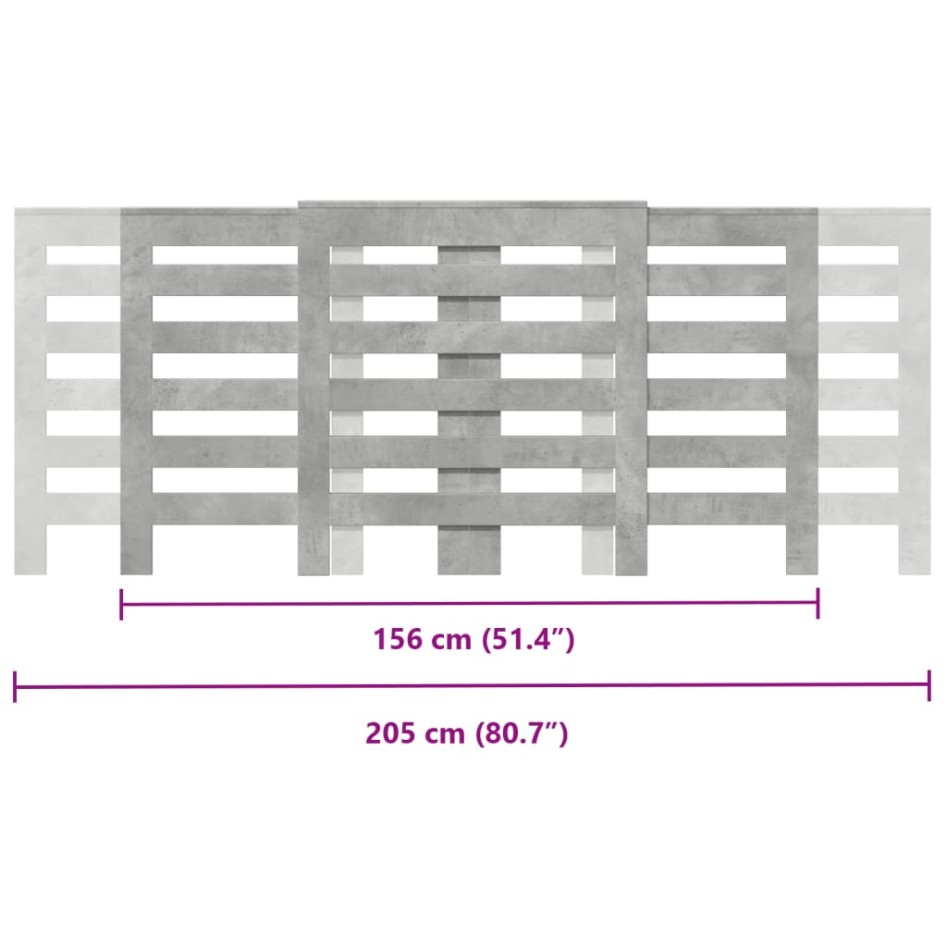 Cubierta de radiador madera gris hormigón 205x21,5x83,5
