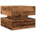 Mesa de centro con luces LED madera envejecida 50x50x40