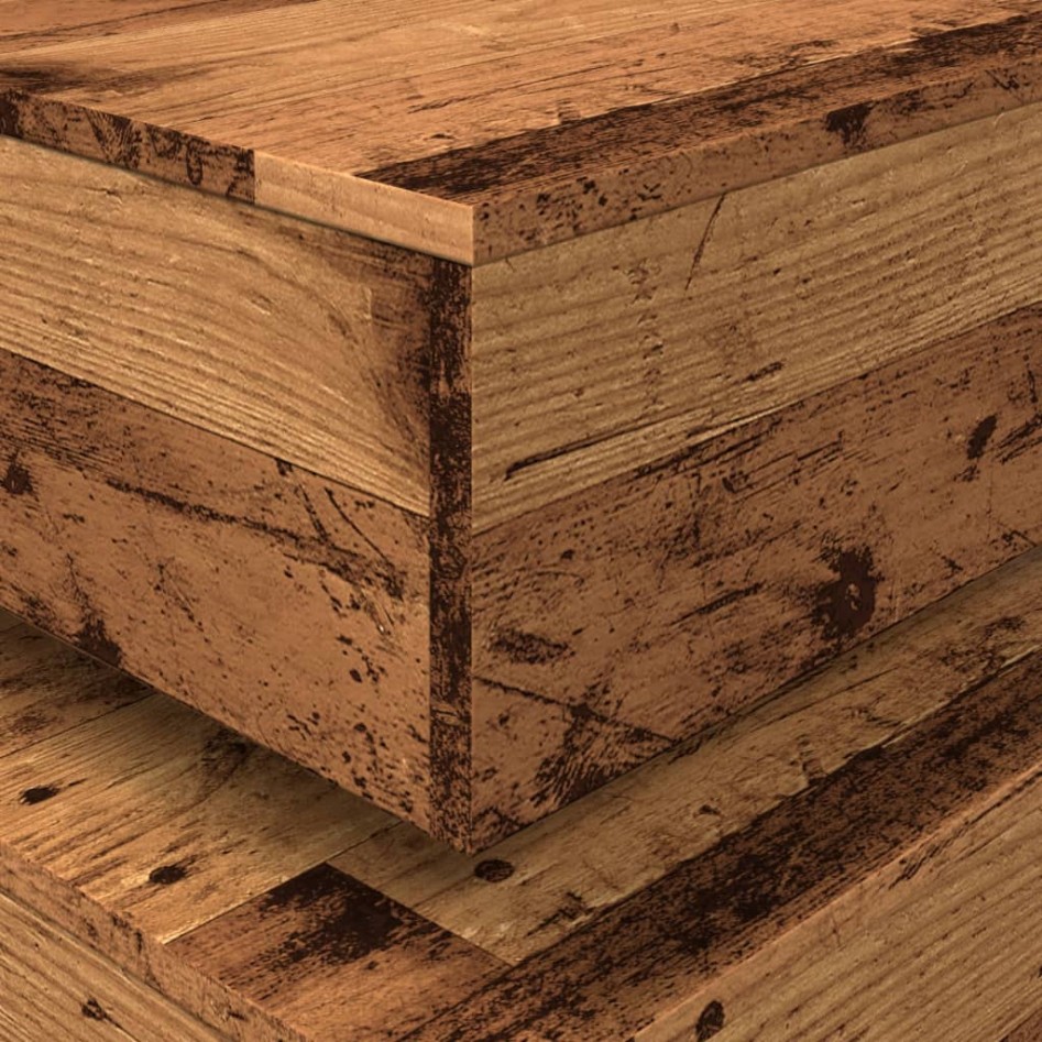 Mesa de centro con luces LED madera envejecida 50x50x40