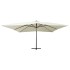 Sombrilla voladiza poste madera blanco arena 400x300