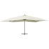 Sombrilla voladiza poste madera blanco arena 400x300