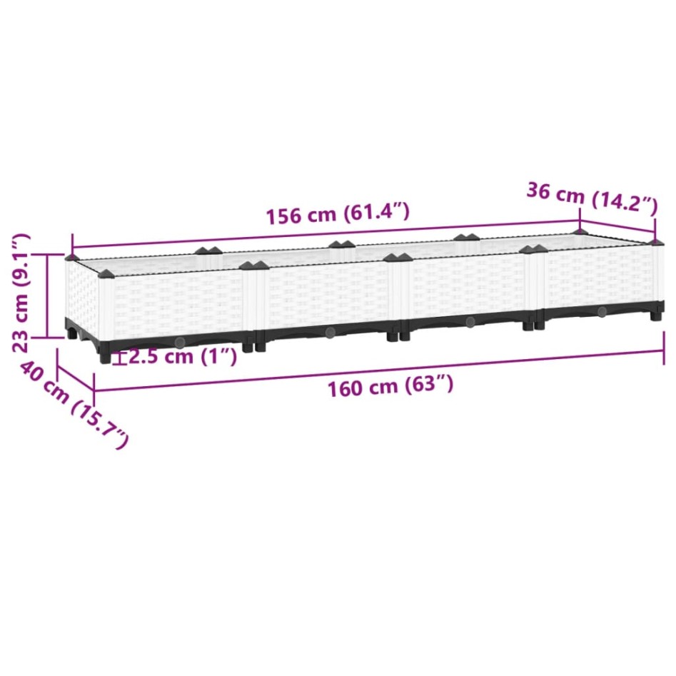 Arriate polipropileno 160x40x23