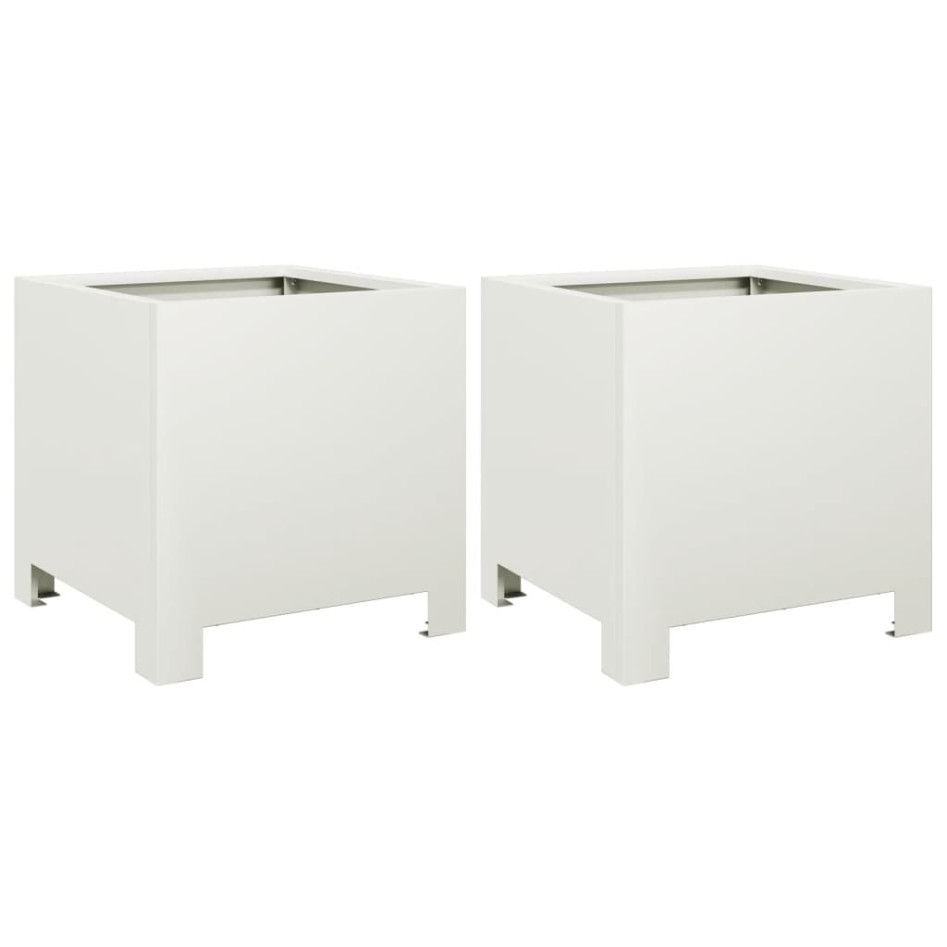 Jardineras 2 unidades acero blanco 30x30x30