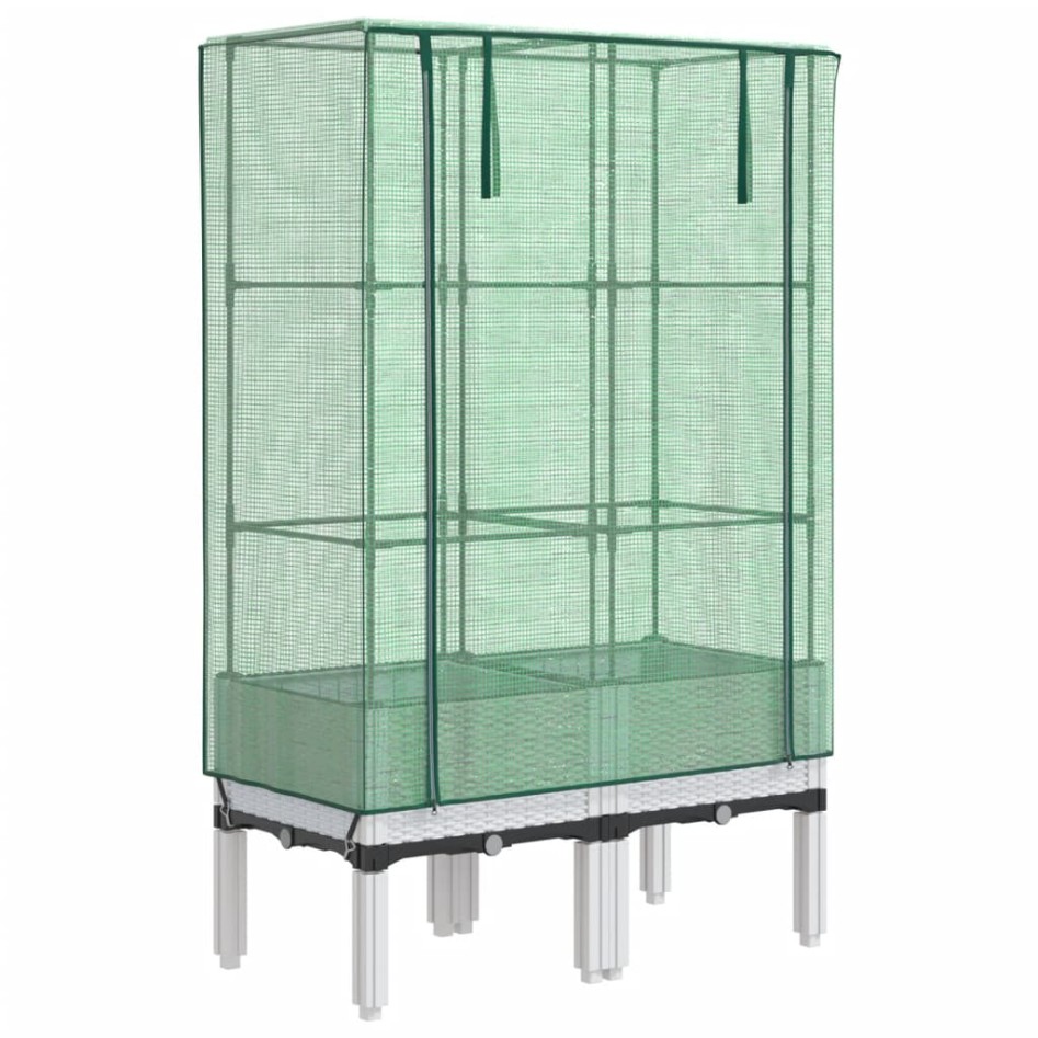 Arriate con cubierta invernadero aspecto ratán 80x40x140