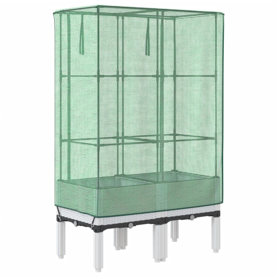 Arriate con cubierta invernadero aspecto ratán 80x40x140