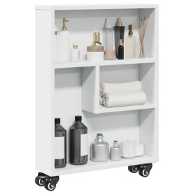 Carrito de almacenaje estrecho madera blanco 48x13x68