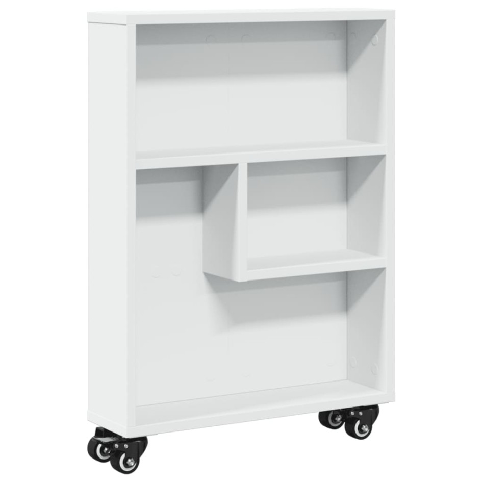 Carrito de almacenaje estrecho madera blanco 48x13x68
