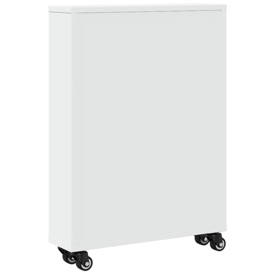 Carrito de almacenaje estrecho madera blanco 48x13x68