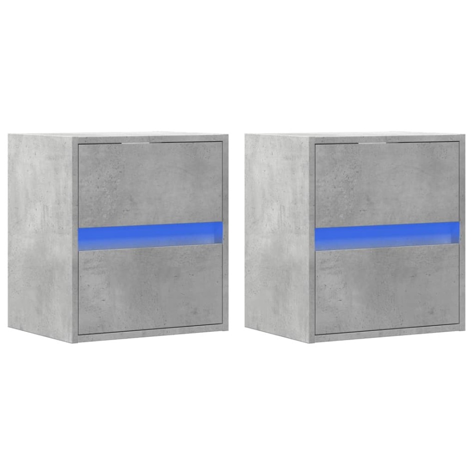 Muebles TV de pared luces LED 2 uds gris hormigón 41x31x45