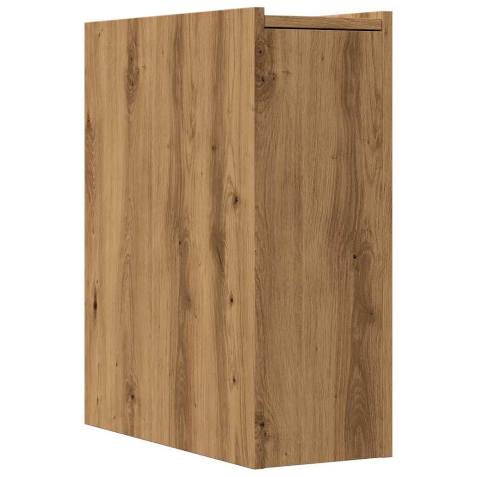 Armario de baño estrecho con ruedas madera roble