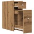 Armario de baño estrecho con ruedas madera roble