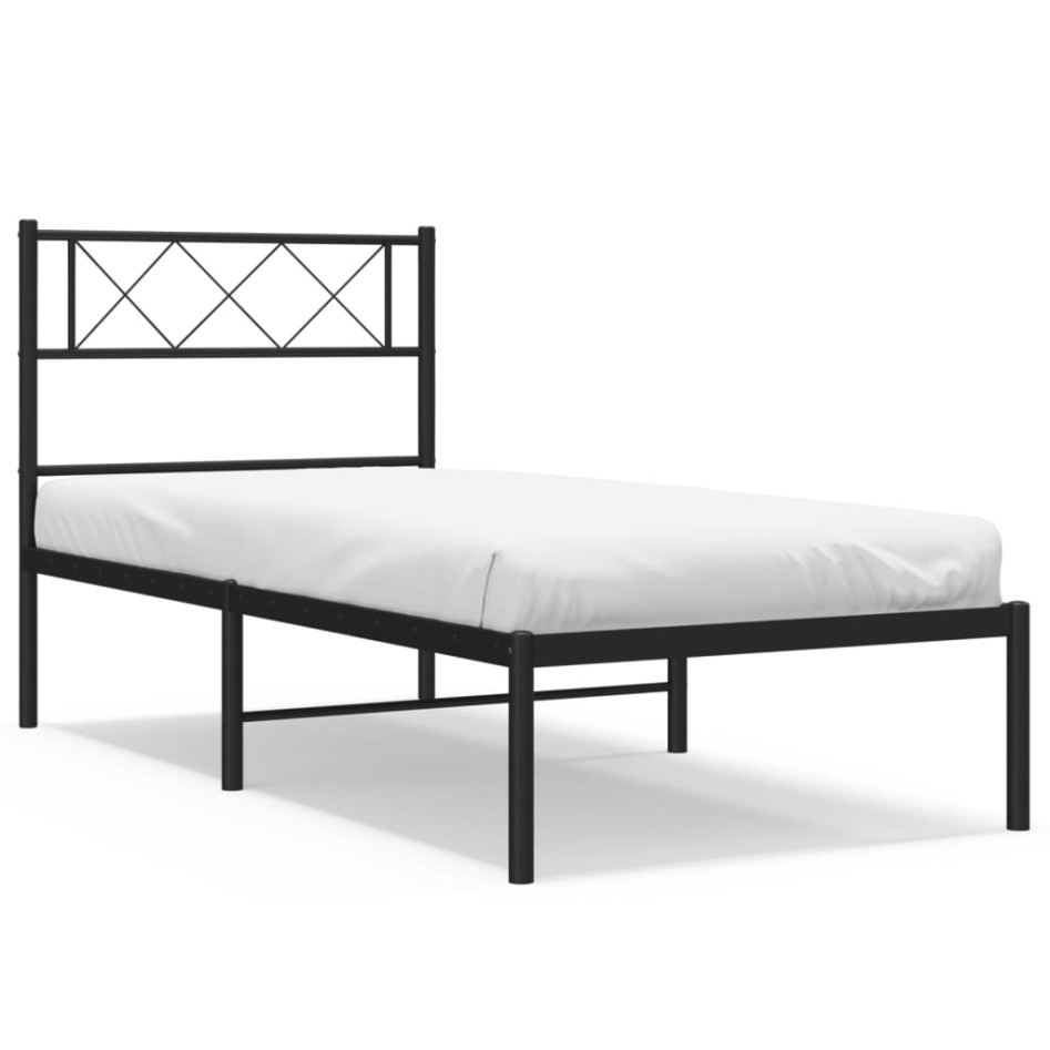 Estructura cama sin colchón con cabecero metal negro 90x190