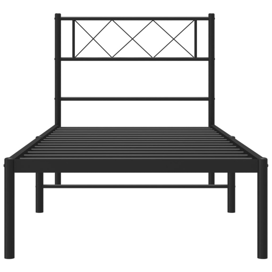 Estructura cama sin colchón con cabecero metal negro 90x190